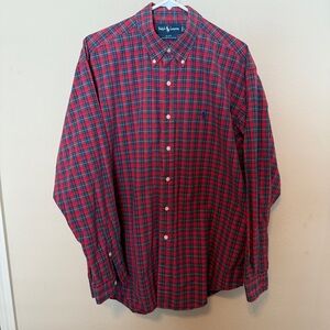 Vtg Ralph Lauren Men’s Blake 2 Ply Cotton Plaid Shirt Size Large Red Maine Plaid